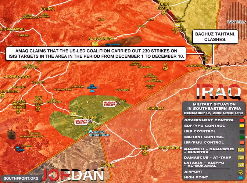 Trong nửa đầu tháng 12, không quân liên minh tiến hành 230 cuộc không kích ở Deir Ezzor. Ảnh minh họa: South Front.