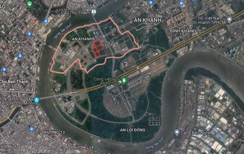 Vị trí 4 khu đất tại Khu đô thị mới Thủ Thiêm (Tp. Thủ Đức) được đem ra đấu giá