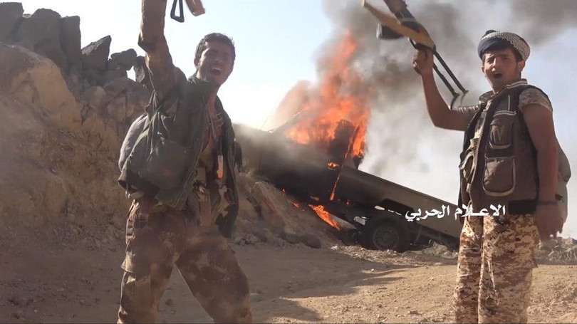 Lực lượng Houthi chiến đấu trên chiến trường Ả rập Xê-út. 
