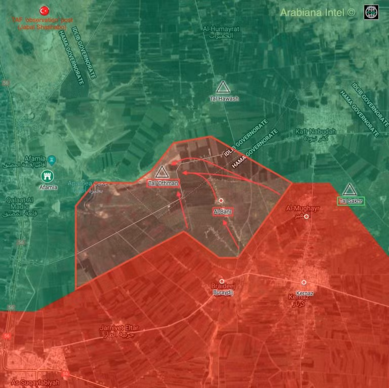 Bản đồ chiến sự miền bắc tỉnh Hama, Syria. Ảnh South Front