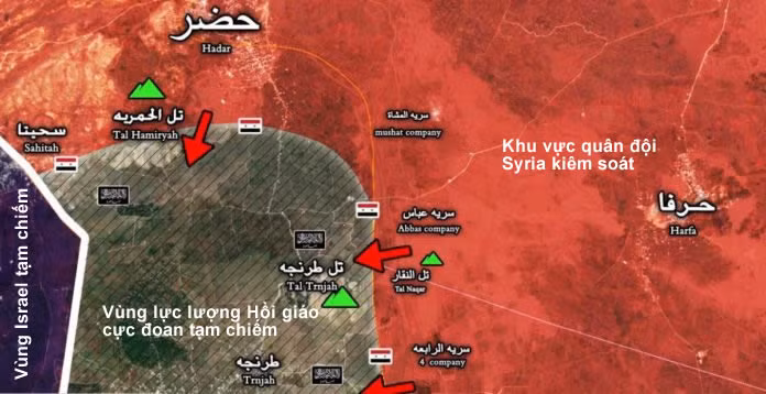 Hướng tấn công của quân đội Syria trên cao nguyên Golan