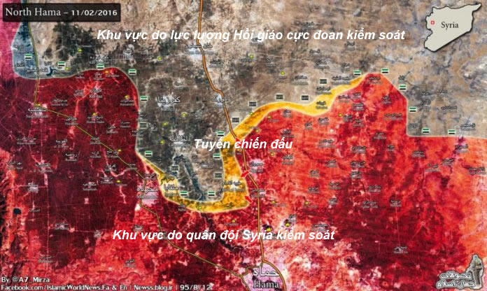 Bản đồ chiến sự vùng nông thôn miền Bắc tỉnh Hama