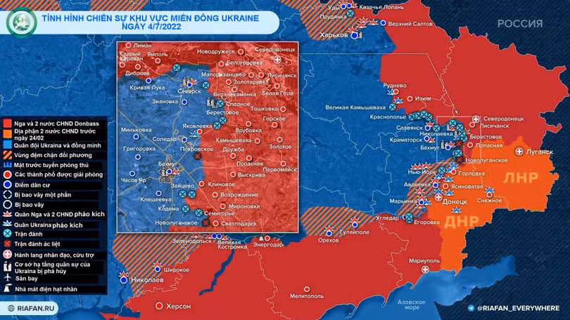 Tình hình chiến sự miền đông Ukraine ngày 4/7. Ảnh RIA.FAN