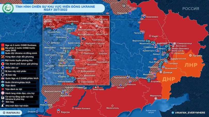 Tình hình chiến sự miền Đông Ukraine ngày 20/7. Ảnh RIA.FAN Tình hình chiến sự miền Đông Ukraine ngày 20/7. Ảnh RIA.FAN