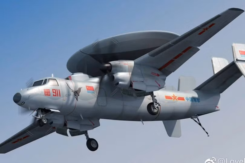 Máy bay cảnh báo sớm KJ-600 của Trung Quốc, đang bay thử nghiệm trên thành phố Tây An, tây bắc quốc gia này Ảnh: Weibo