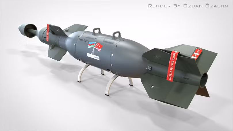 Bom QFAB-250 LG dẫn đường laser. Ảnh: Bộ Công nghiệp Quốc phòng Cộng hòa Azerbaijan.