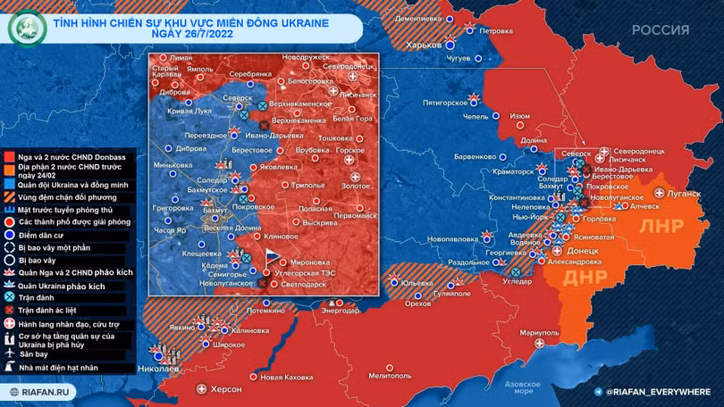 Tình hình chiến sự miền Đông Ukraine ngày 26/7. Ảnh RIA.FAN