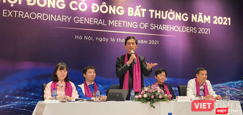 Chủ tịch Apec Group Nguyễn Đỗ Lăng chia sẻ tại EGM 2021 của Chứng khoán APS (Ảnh: P.D)