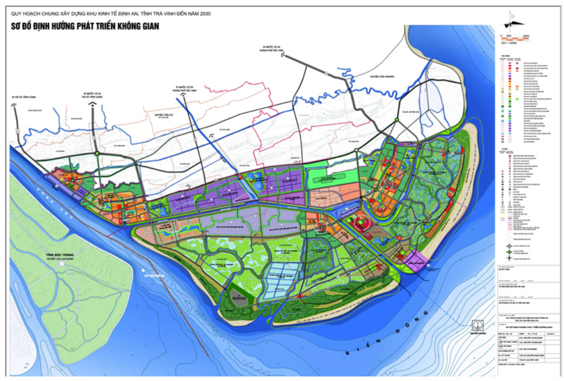 Sơ đồ quy hoạch Khu kinh tế Định An đến năm 2030 (Nguồn: Travinh.gov.vn)