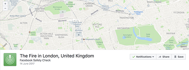 Facebook bật Safety Check sau cháy lớn ở London - ảnh 1