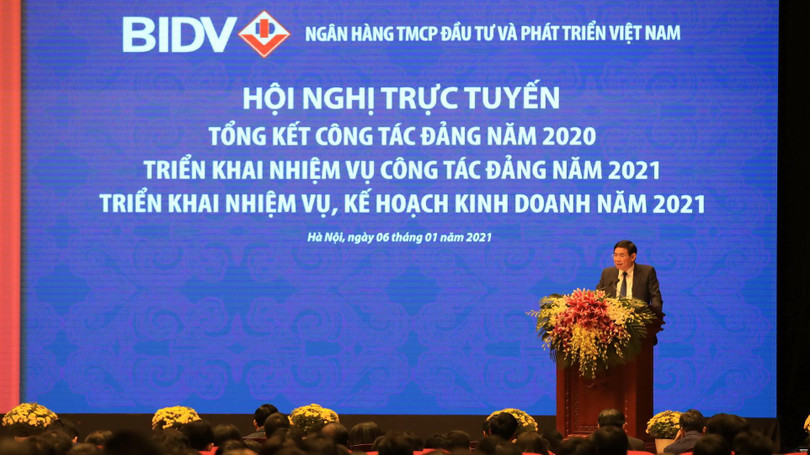 Chủ tịch BIDV Phan Đức Tú phát biểu tại hội nghị (Nguồn: BIDV)