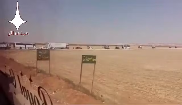 Đoàn xe cơ giới quân đội Syria cơ động về Idlib. Ảnh minh họa video Damascus Nows