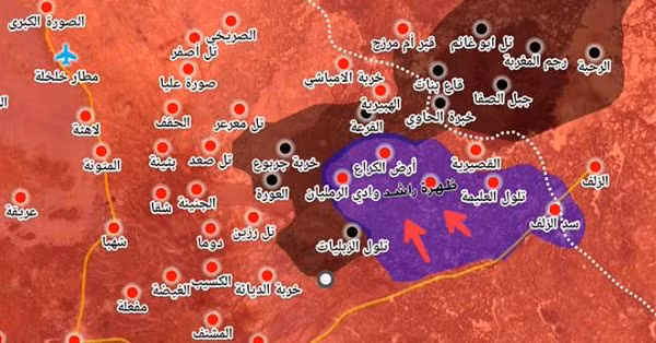 Tình hình cuộc tấn công của quân đội Syria trên chiến trường Sweida. Ảnh Masdar News Tình hình cuộc tấn công của quân đội Syria trên chiến trường Sweida. Ảnh Masdar News