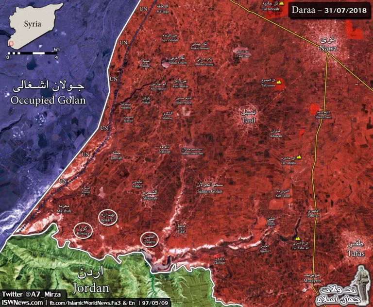 Tình hình chiến sự Daraa, ngày 31.07.2018 theo South Front