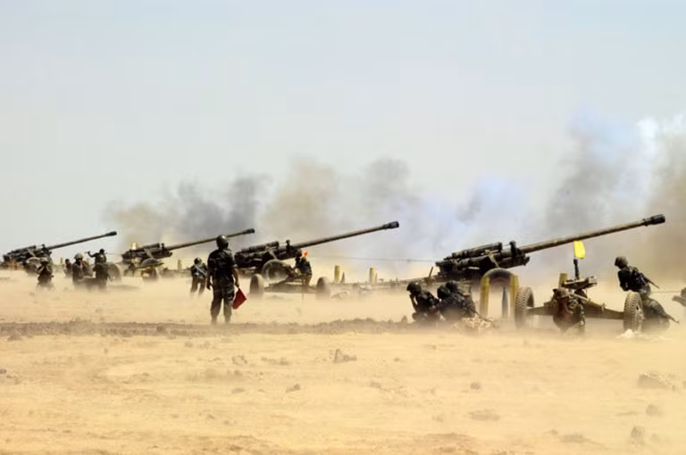 Pháo binh Syria bắn phá dữ đội chiến tuyến lực lượng Hồi giáo cực đoan ở Idlib, Hama. Ảnh minh họa South Front