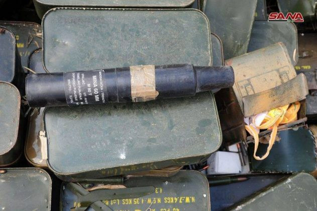 Vũ khí chiến lợi phẩm của quân đội Syria ở Daraa. Ảnh SANA