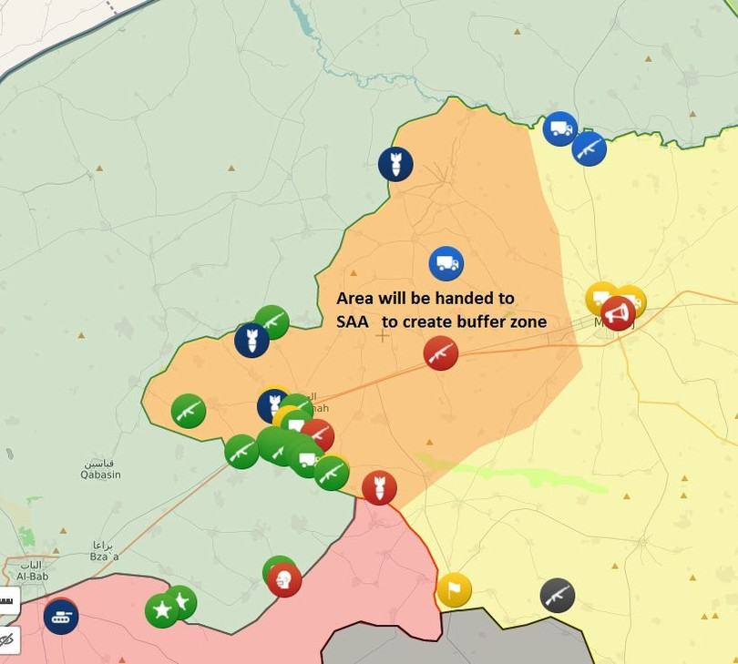 Bản đồ SDF dự kiến bàn giao cho quân đội Syria kiểm soát và bảo vệ