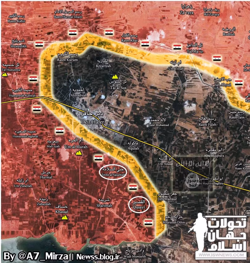 Bản đồ chiến sự ngoại vi thị trấn Deir Hafer tính đến ngày 20.03.2017