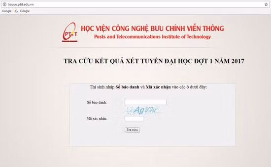 Điểm trúng tuyển đại học chính quy năm 2017 vào Học viện Công nghệ BCVT