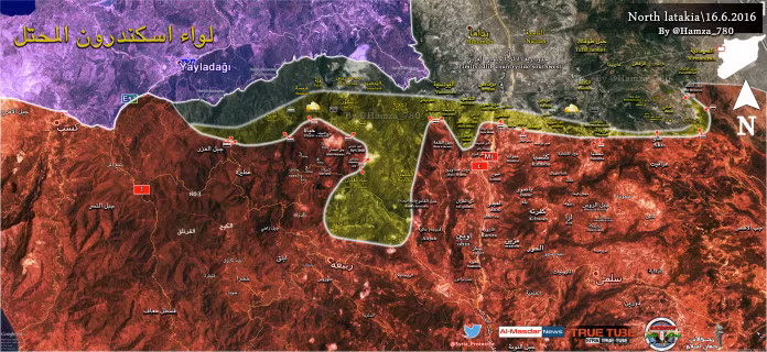 Bản đồ chiến sự miền Bắc Latakia, Syria