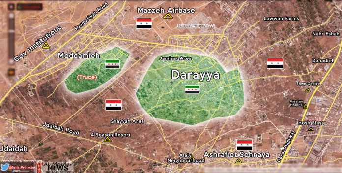 Bản đồ tình hình chiến sự thị trấn Darayya