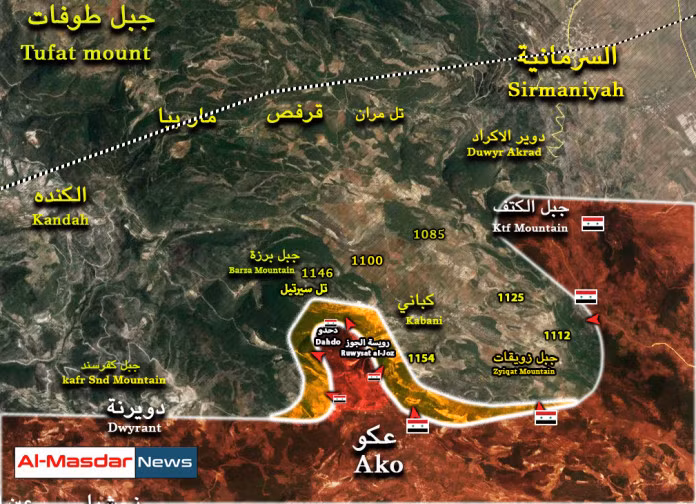 Bản đồ cuộc tiến công vào Làng Kabani, phía đông bắc Latakia