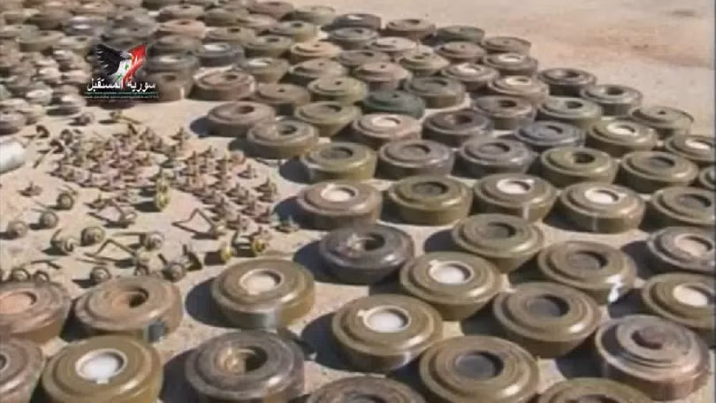Mìn chống tăng quân đội Syria thu giữ được trên các xe vận tải từ Jordan