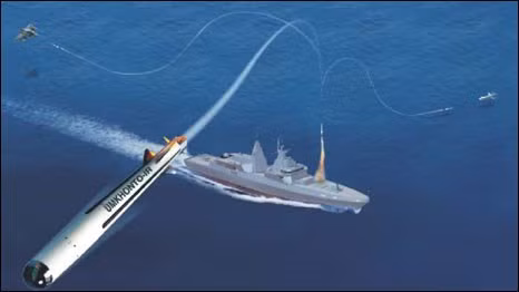Tên lửa chống hạm phóng từ tầu tuần duyên Slam .