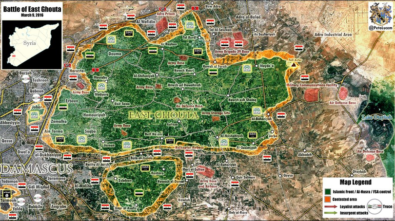 Lực lượng Al-Nusra bị bao vây, chia cắt ở Đông Ghouta, Damascus