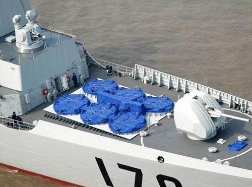 Hệ thống phòng tên lửa phòng không trên khu trục hạm 052C Trung Quốc.