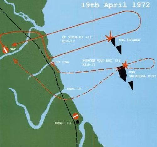 Sơ đồ hải chiến đánh liên đội tầu hạm đội 7 Mỹ.