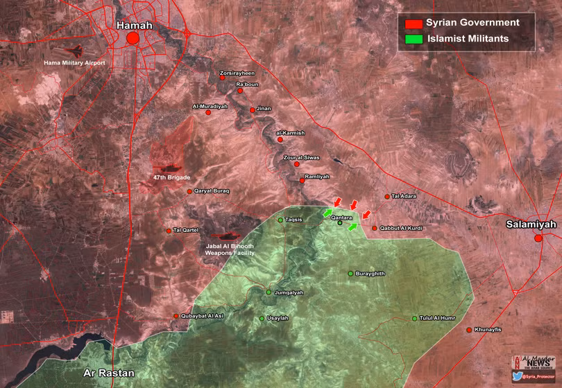 Quân đội Syria phản kích trên vùng nông thôn tỉnh Hama