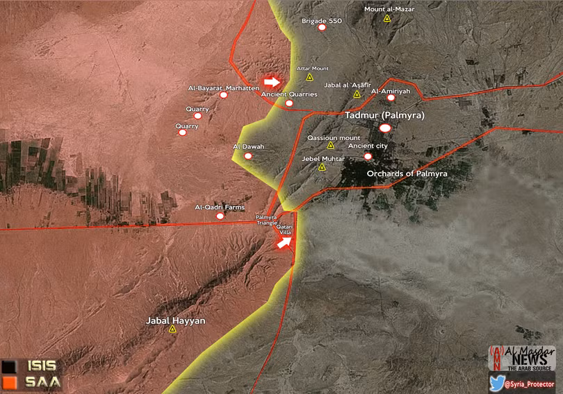 Quân đội Syria giải phóng khu trại Al-Qatar, tấn công về Vườn cây Palmyra