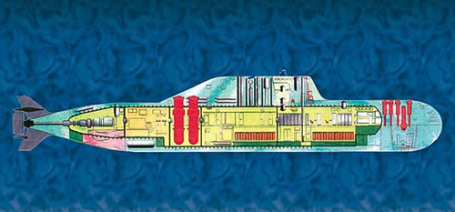 Trên tàu ngầm mini P-750 có các giếng phóng chứa tên lửa hành trình.