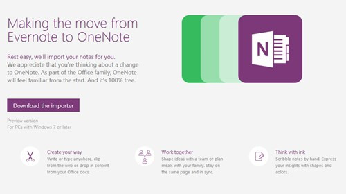 Công cụ nhập dữ liệu Evernote vào OneNote hiện được cung cấp miễn phí.