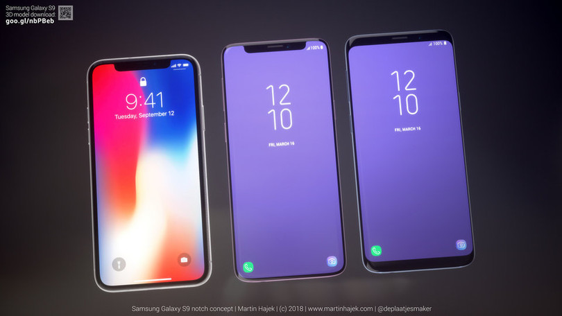 Phần mặt kính cong trên Galaxy S9 mang tới cảm giác màn hình rộng và viền nhỏ hơn so với iPhone X. Nguồn: Martin Hajek