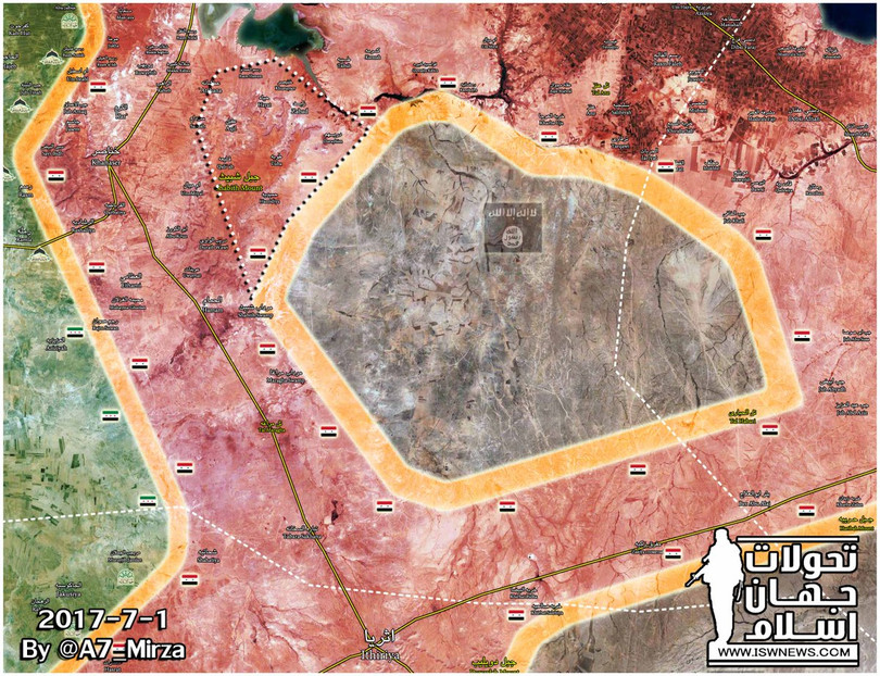 Bản đồ cuộc tấn công truy quét IS của quân đội Syria trên vùng nông thôn Aleppo