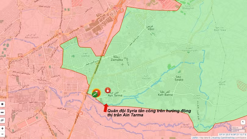 Quân đội Syria tiến công trên hướng đông thị trấn Ayn Tarma