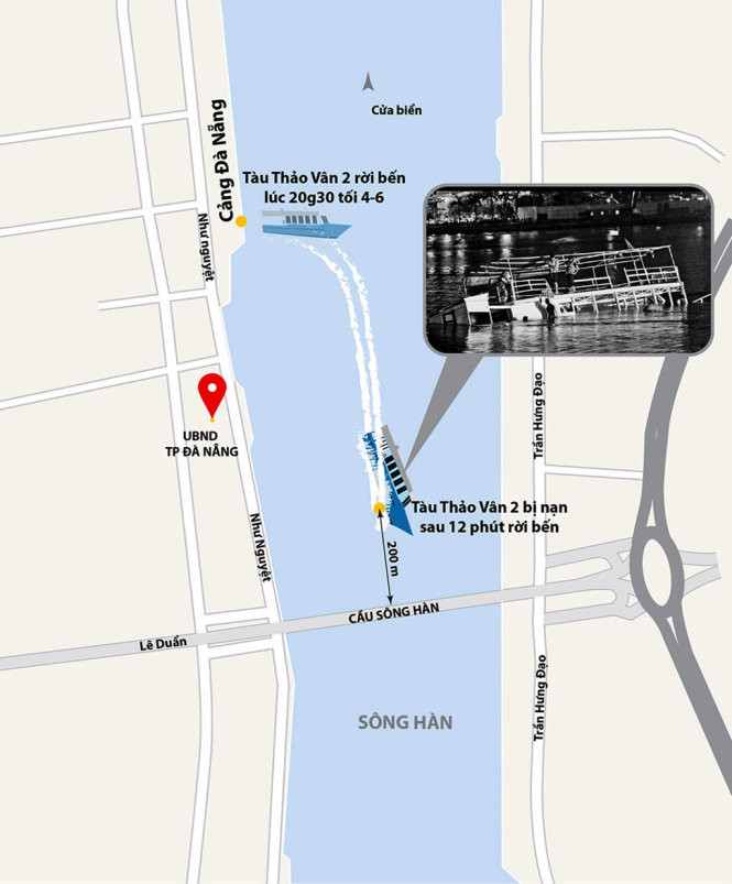 Sơ đồ khu vực tàu Thảo Vân 2 bị nạn - Đồ họa: NHƯ KHANH Sơ đồ khu vực tàu Thảo Vân 2 bị nạn - Đồ họa: NHƯ KHANH