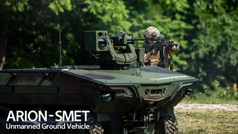 Hanwha Defense Arion-SMET 6 × 6 Xe không người lái mặt đất (UGV). Ảnh Hanwha Defense.