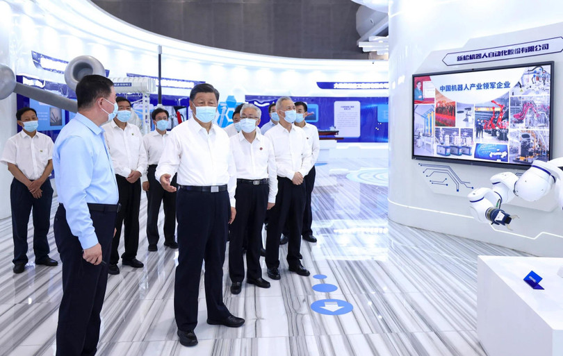 Chủ tịch Trung Quốc Tập Cận Bình tuyên bố, Trung Quốc phải đẩy mạnh phát triển công nghệ quan trọng đối với an ninh quốc gia. Ảnh: Xinhua / Ju Peng