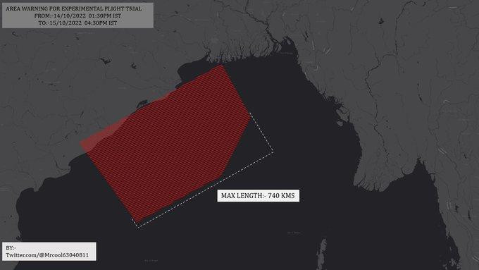 Vùng cấm bay trong cuộc thử nghiệm tên lửa. Ảnh Naval News Vùng cấm bay trong cuộc thử nghiệm tên lửa. Ảnh Naval News