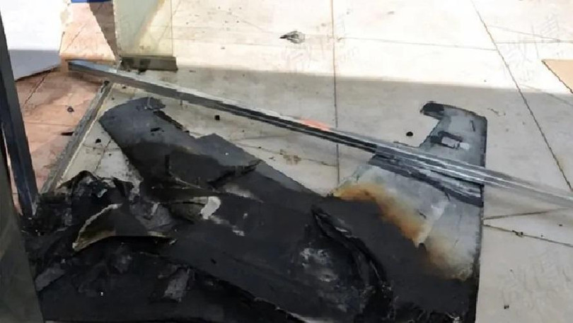 Xác một chiếc UAV, được cho là của Houthis bị Arab Saudi bắn hạ bằng vũ khí laser. Ảnh Military Leak