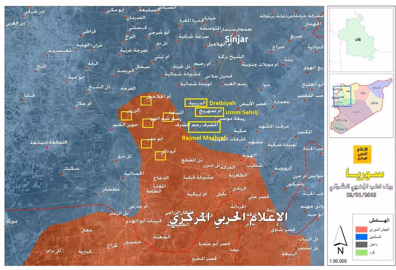 Những khu vực lực lượng Tiger đang tiến công giải phóng trên chiến trường phía đông nam tỉnh Idlib - ảnh truyền thông Hezbollah
