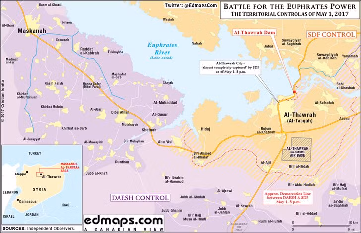 Bản đồ khu vực chiến trường thành phố Tabqa