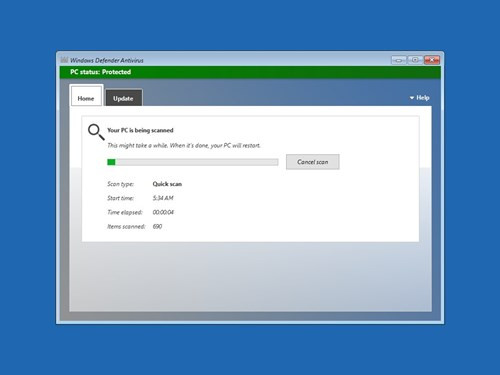 Windows Defender Offline đang quét các phần mềm độc hại. Windows Defender Offline đang quét các phần mềm độc hại.