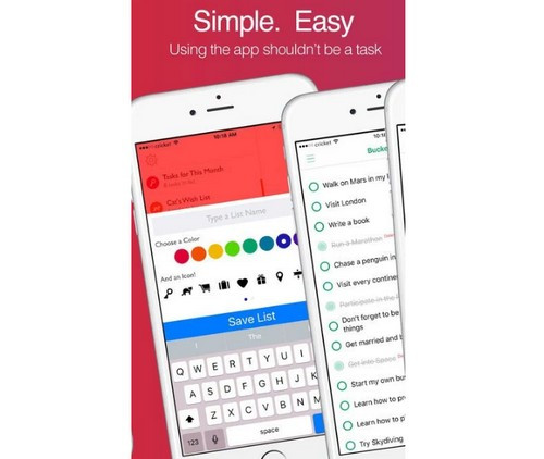 Lists (2,99 USD) Ứng dụng này cho phép lên danh sách công việc dễ dàng hơn với giao diện trực quan. Điểm nổi bật nhất của Lists là tùy chọn màu sắc cho từng công việc tùy theo sở thích hoặc mức độ quan trọng. Nội dung trong đó sẽ được đồng bộ theo thời gian thực và người dùng không cần phải lo lắng nếu lỡ tay xóa nó trên thiết bị.