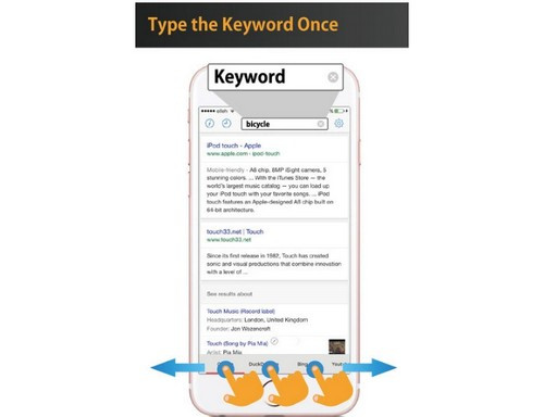 Touch Search (0,99 USD) Thay vì phải nhập từ khóa và tìm kiếm nhiều lần, Touch Search cho phép nhập một lần duy nhất trên trình duyệt và sau đó hiển thị gợi ý mà không cần phải gõ lại. Ứng dụng này khuyến khích người dùng chạm nhiều hơn, hỗ trợ cả tìm kiếm, từ điển, website mua sắm…
