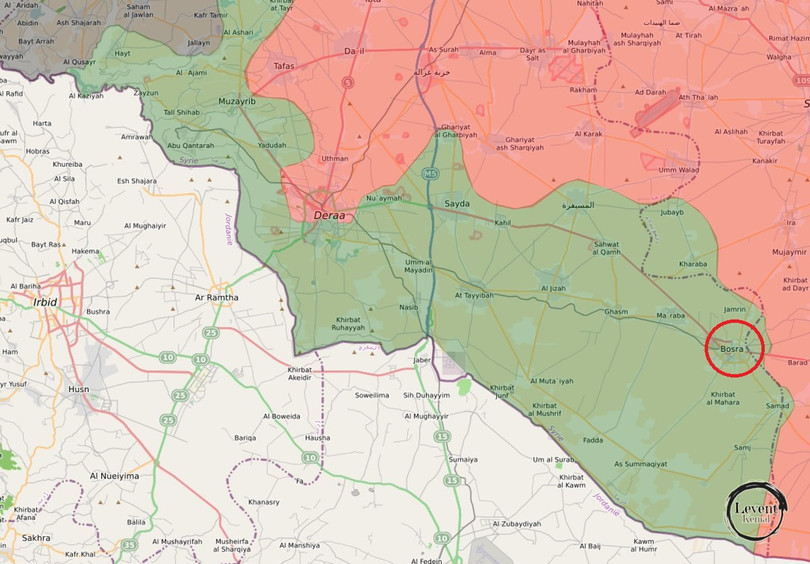 Bản đồ khu vực thành phố Busra Al-Sham, ảnh Masdar News Bản đồ khu vực thành phố Busra Al-Sham, ảnh Masdar News