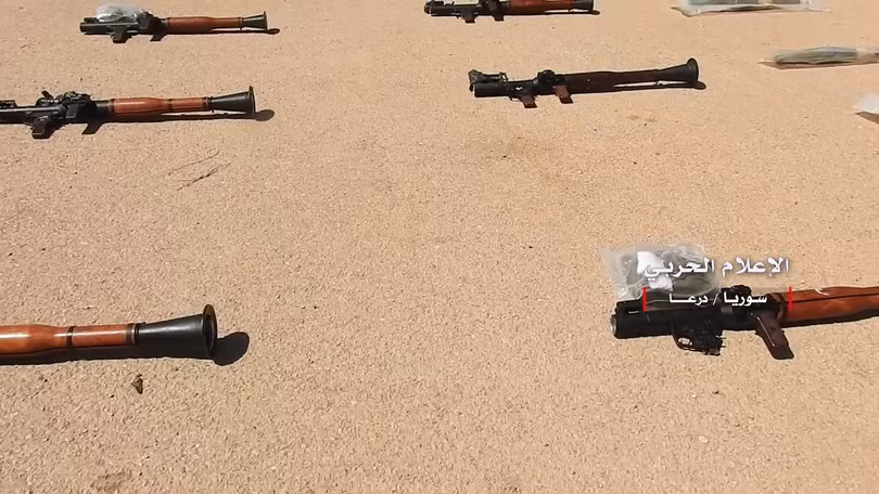 Kho vũ khí lực lượng Hồi giáo cực đoan trên vùng đông bắc Daraa. Ảnh minh họa Masdar News